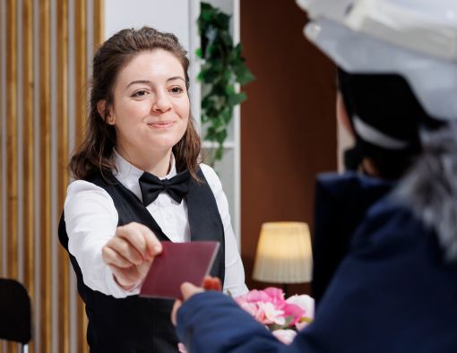 Image: Business owner reviewing insurance policies